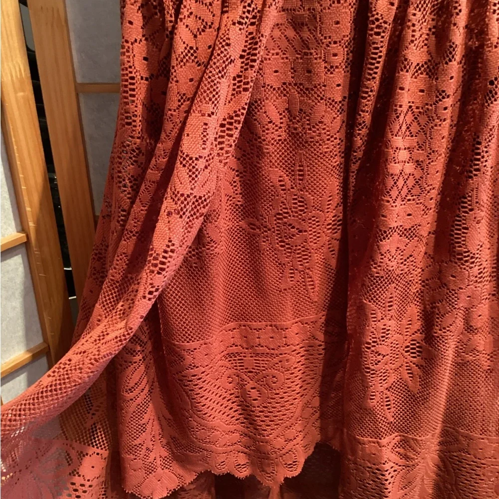 Free People Kristal Lace Salinas Foil Print Dress Rust Women's Size 4